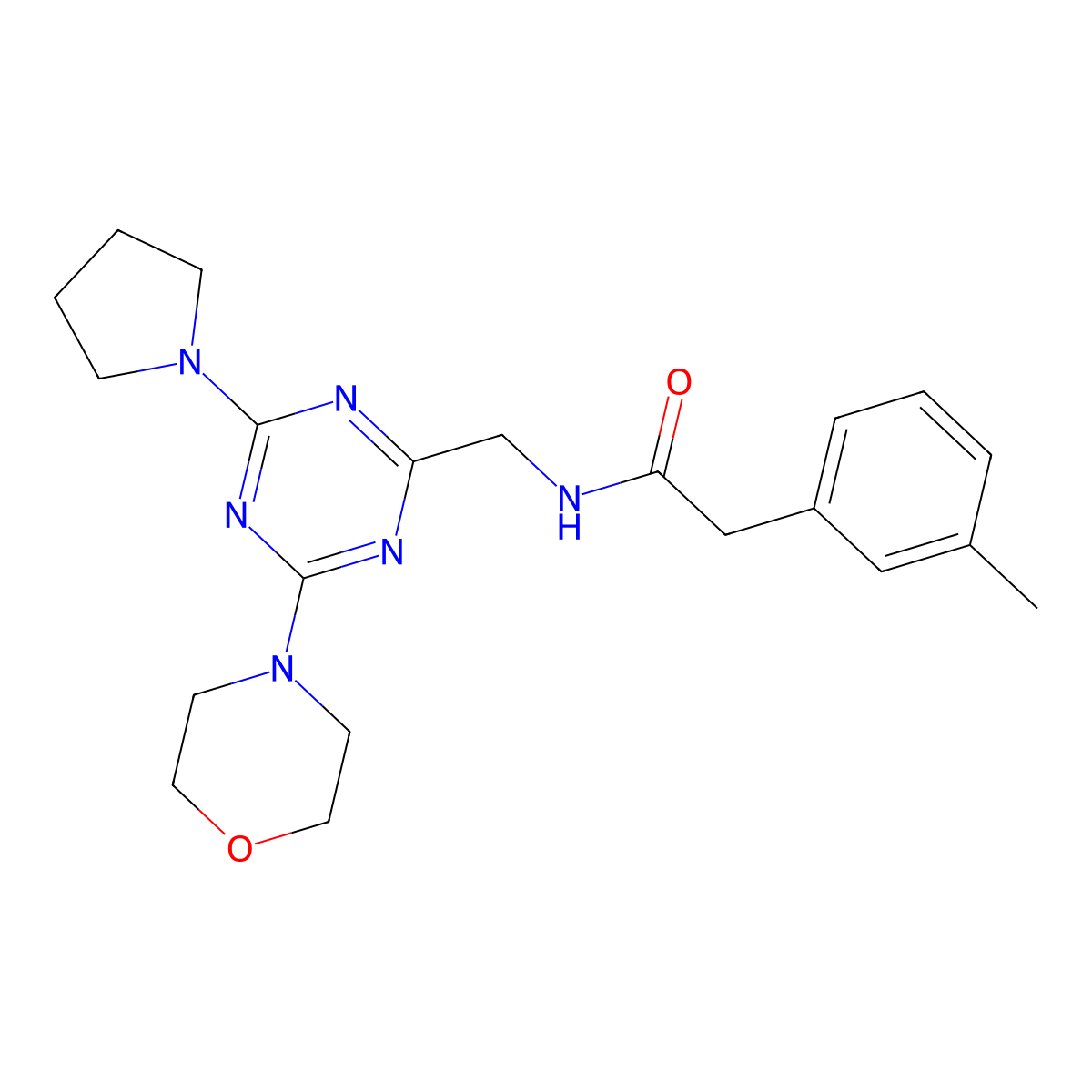 N-((4-morpholino-6-(pyrrolidin-1-yl)-1,3,5-triazin-2-yl)methyl)-2-(m-tolyl)acetamide molecular structure, CAS 2034472-32-5