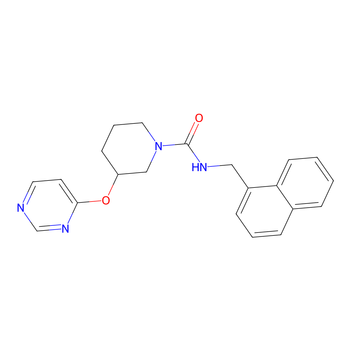 N-(naphthalen-1-ylmethyl)-3-(pyrimidin-4-yloxy)piperidine-1-carboxamide molecular structure, CAS 2034472-33-6