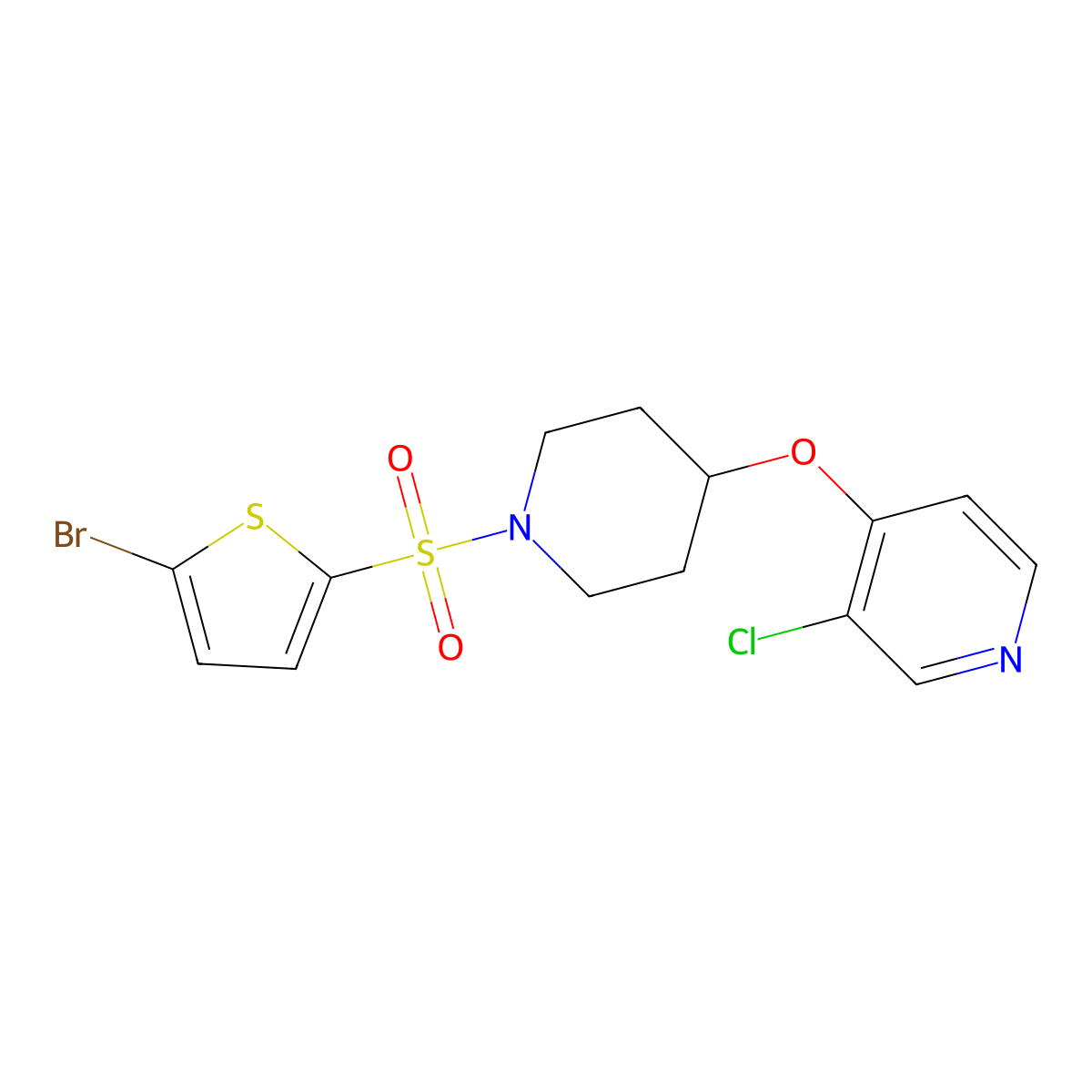 4-((1-((5-Bromothiophen-2-yl)sulfonyl)piperidin-4-yl)oxy)-3-chloropyridine molecular structure, CAS 2034472-34-7
