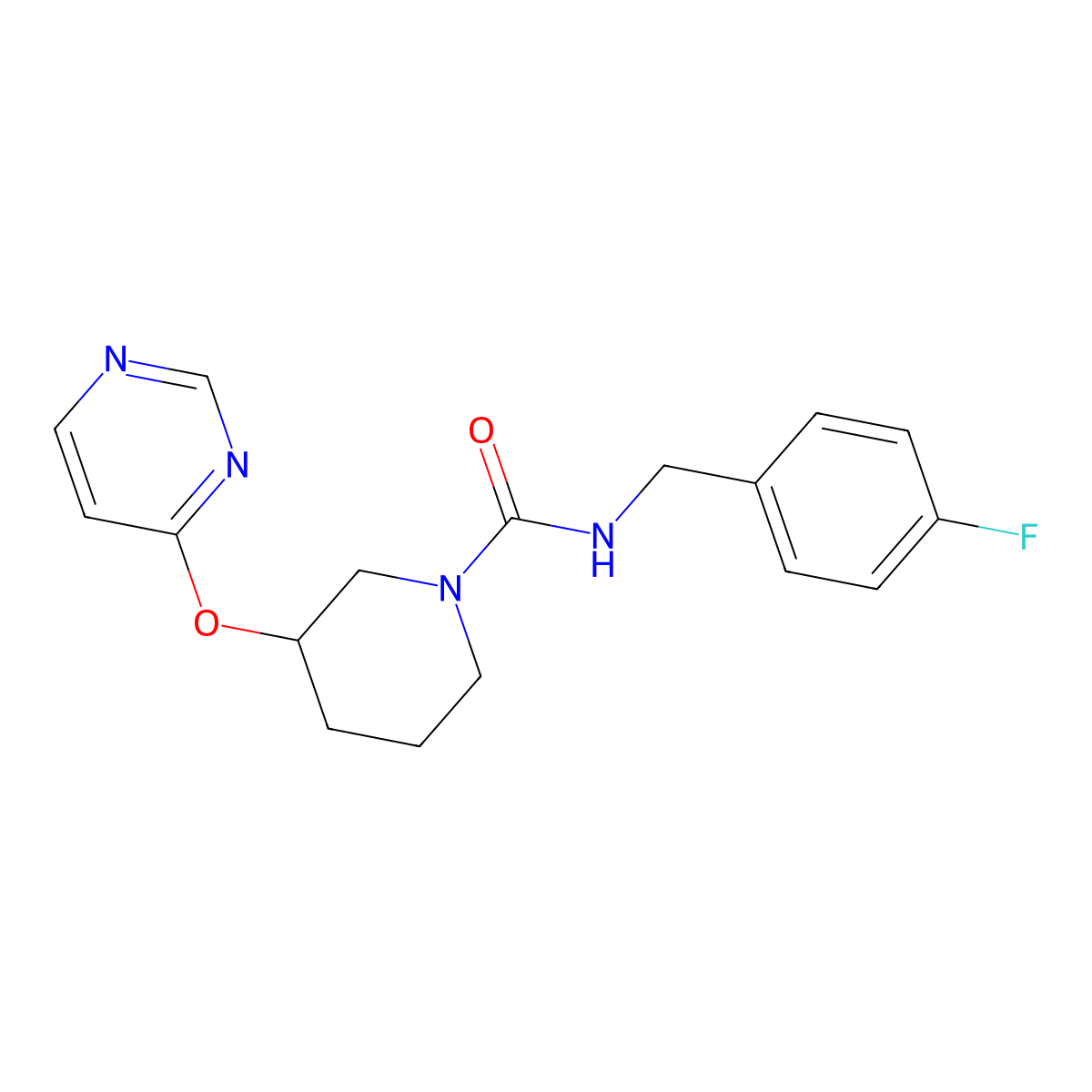 N-(4-fluorobenzyl)-3-(pyrimidin-4-yloxy)piperidine-1-carboxamide molecular structure, CAS 2034472-39-2