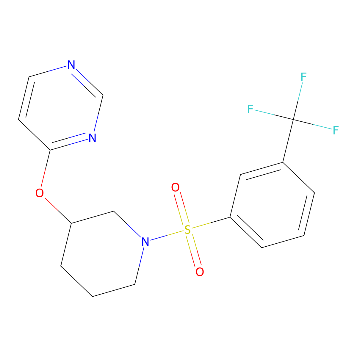 4-((1-((3-(Trifluoromethyl)phenyl)sulfonyl)piperidin-3-yl)oxy)pyrimidine molecular structure, CAS 2034472-44-9