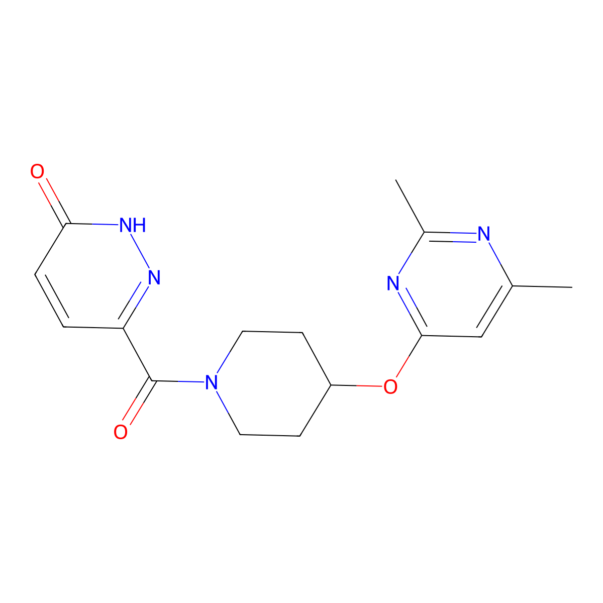 6-(4-((2,6-dimethylpyrimidin-4-yl)oxy)piperidine-1-carbonyl)pyridazin-3(2H)-one molecular structure, CAS 2034472-47-2