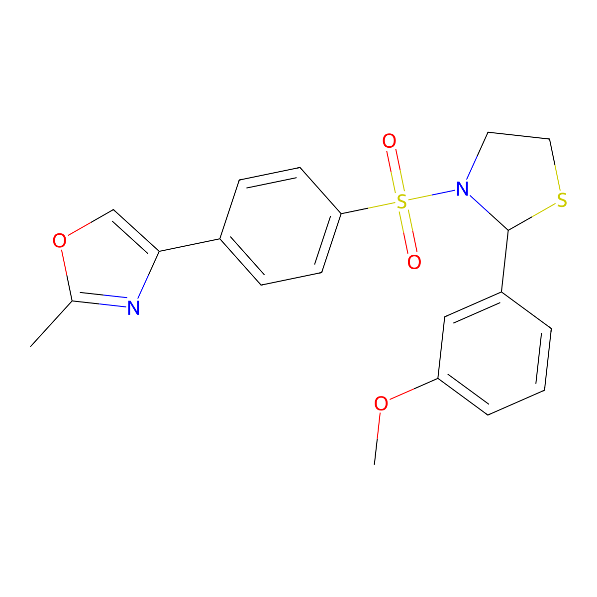4-(4-((2-(3-Methoxyphenyl)thiazolidin-3-yl)sulfonyl)phenyl)-2-methyloxazole molecular structure, CAS 2034472-52-9