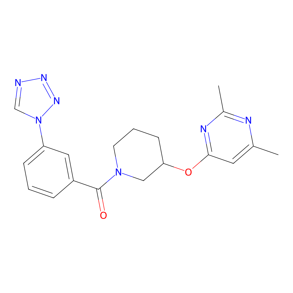 (3-(1H-tetrazol-1-yl)phenyl)(3-((2,6-dimethylpyrimidin-4-yl)oxy)piperidin-1-yl)methanone molecular structure, CAS 2034472-54-1