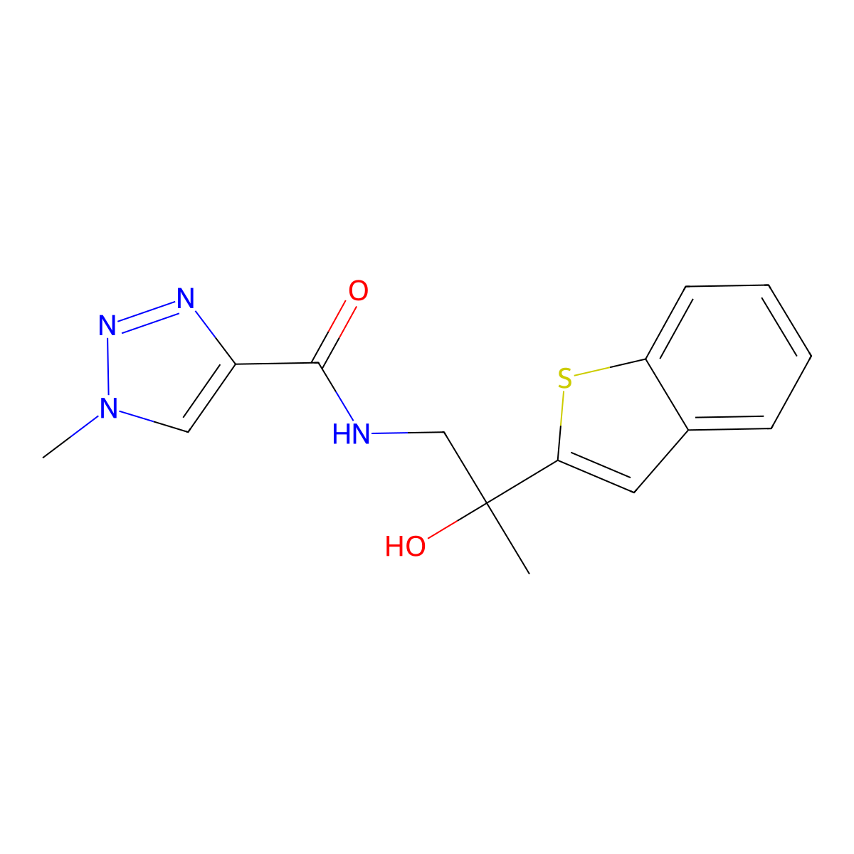 N-(2-(benzo[b]thiophen-2-yl)-2-hydroxypropyl)-1-methyl-1H-1,2,3-triazole-4-carboxamide molecular structure, CAS 2034472-57-4