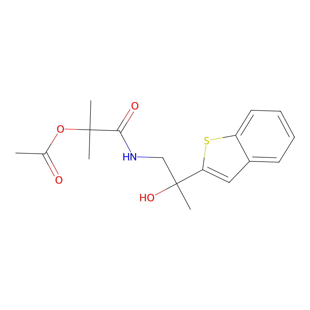 1-((2-(Benzo[b]thiophen-2-yl)-2-hydroxypropyl)amino)-2-methyl-1-oxopropan-2-yl acetate molecular structure, CAS 2034472-59-6