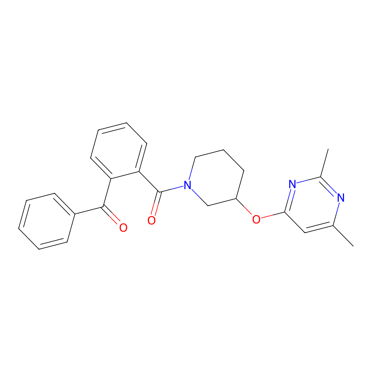 (2-Benzoylphenyl)(3-((2,6-dimethylpyrimidin-4-yl)oxy)piperidin-1-yl)methanone molecular structure, CAS 2034472-61-0