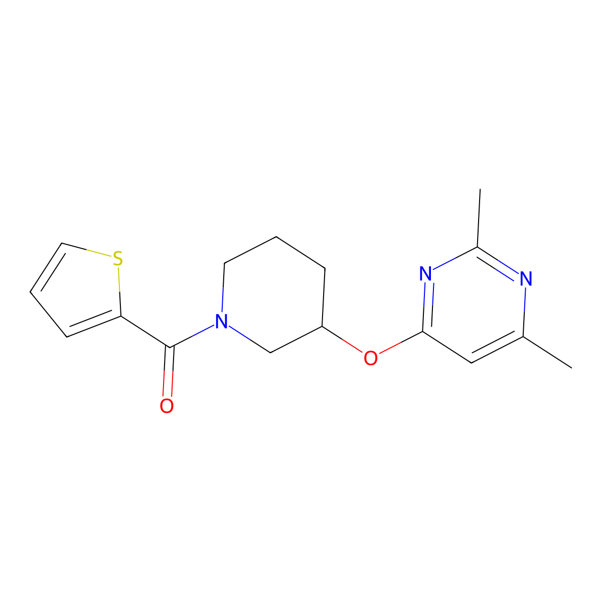 (3-((2,6-Dimethylpyrimidin-4-yl)oxy)piperidin-1-yl)(thiophen-2-yl)methanone molecular structure, CAS 2034472-70-1