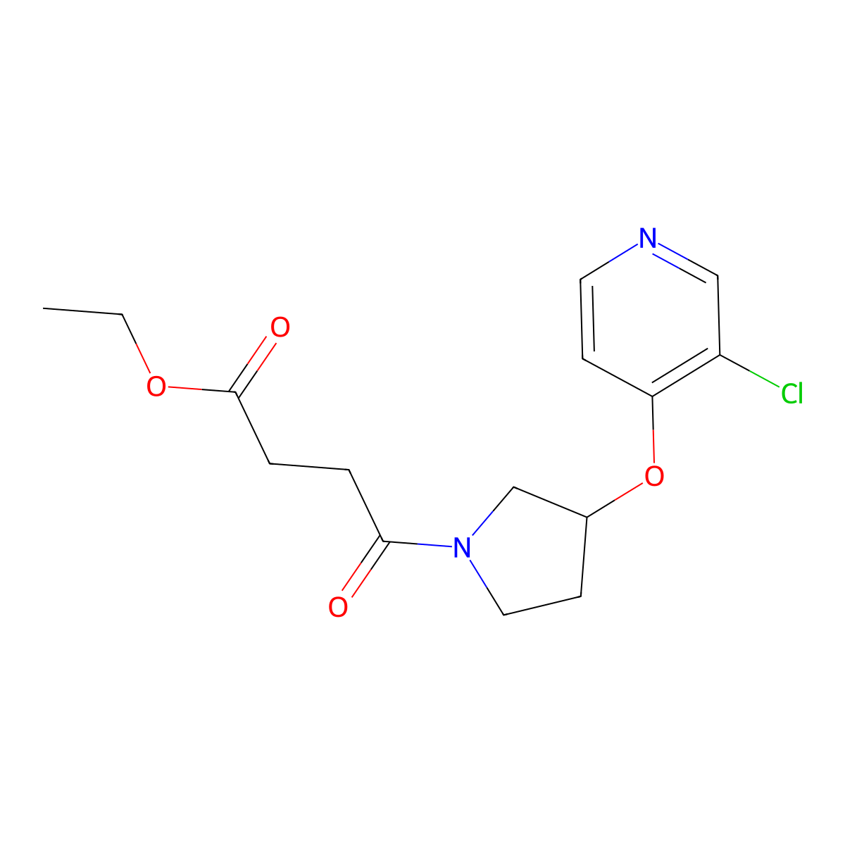 Ethyl 4-(3-((3-chloropyridin-4-yl)oxy)pyrrolidin-1-yl)-4-oxobutanoate molecular structure, CAS 2034472-71-2