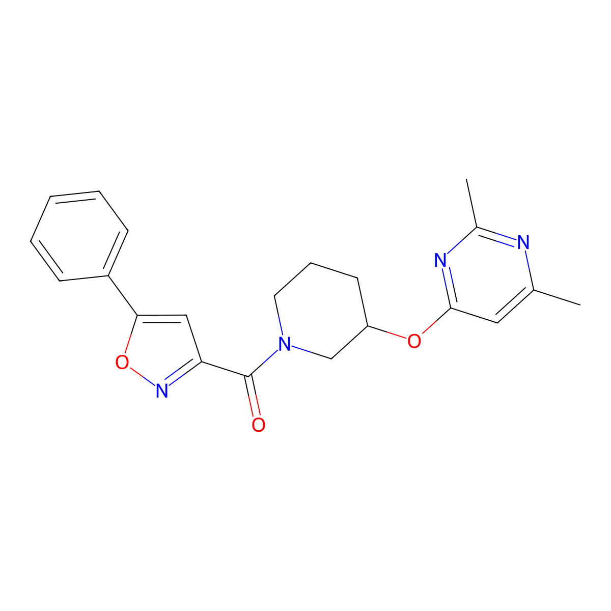 (3-((2,6-Dimethylpyrimidin-4-yl)oxy)piperidin-1-yl)(5-phenylisoxazol-3-yl)methanone molecular structure, CAS 2034472-72-3