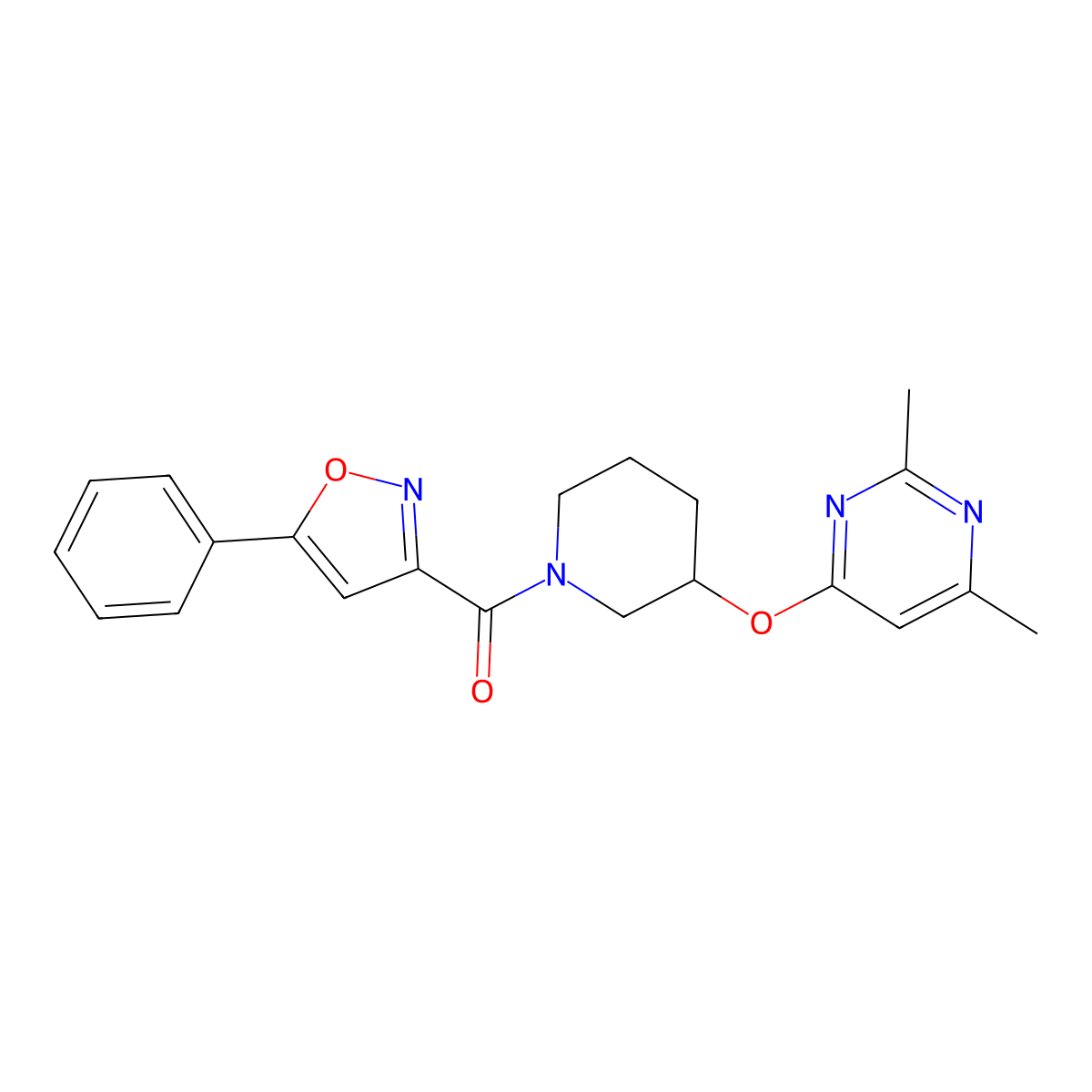 (3-((2,6-Dimethylpyrimidin-4-yl)oxy)piperidin-1-yl)(5-phenylisoxazol-3-yl)methanone molecular structure, CAS 2034472-72-3