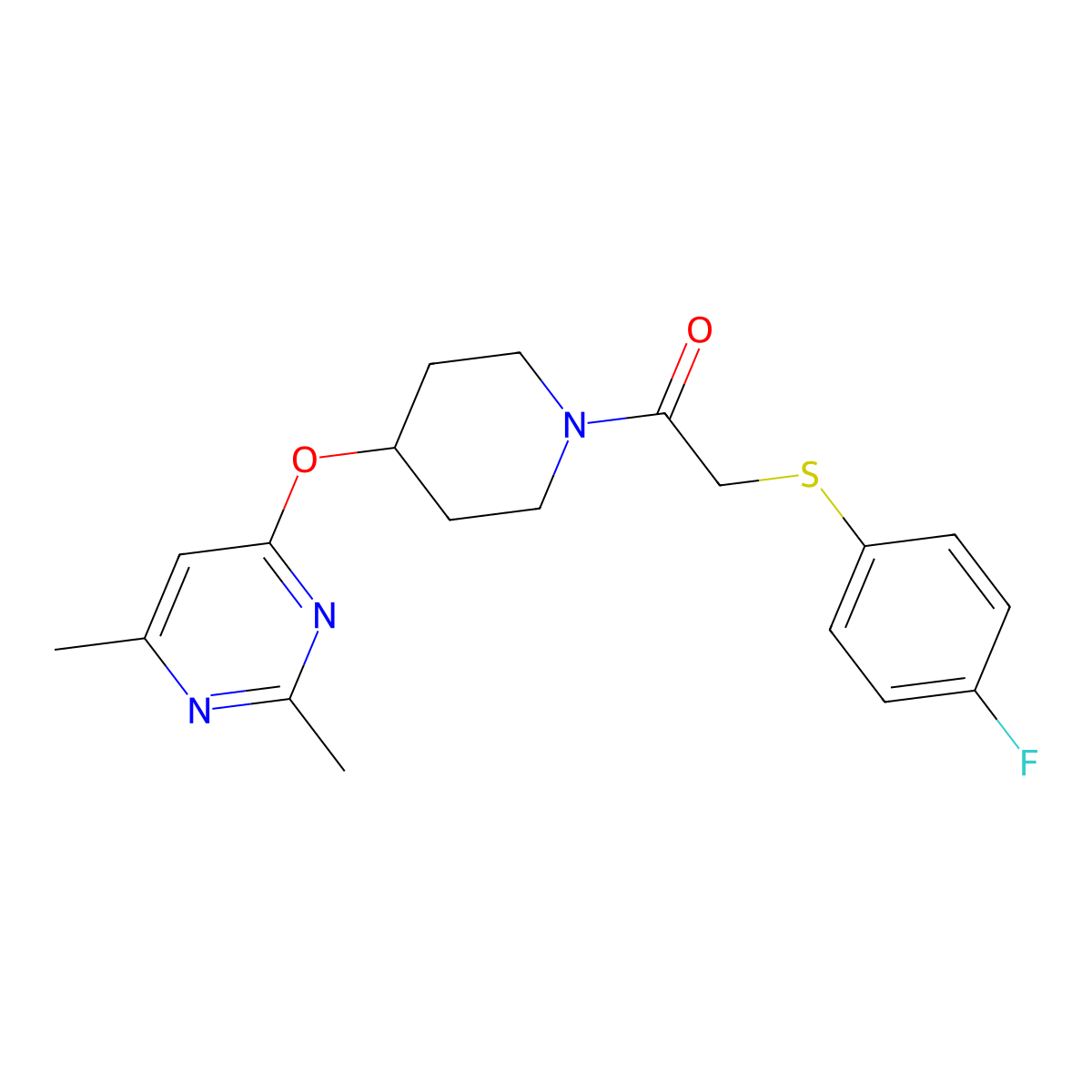 1-(4-((2,6-Dimethylpyrimidin-4-yl)oxy)piperidin-1-yl)-2-((4-fluorophenyl)thio)ethanone molecular structure, CAS 2034472-73-4