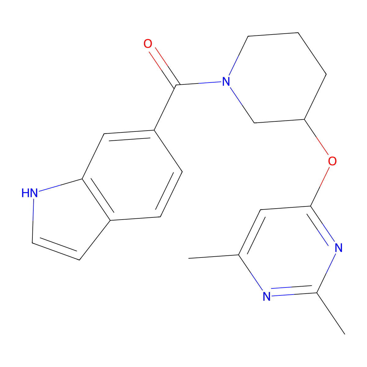 (3-((2,6-dimethylpyrimidin-4-yl)oxy)piperidin-1-yl)(1H-indol-6-yl)methanone molecular structure, CAS 2034472-81-4