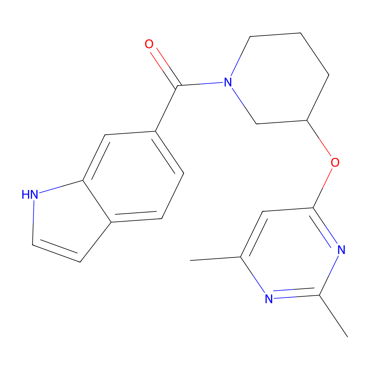 (3-((2,6-dimethylpyrimidin-4-yl)oxy)piperidin-1-yl)(1H-indol-6-yl)methanone molecular structure, CAS 2034472-81-4