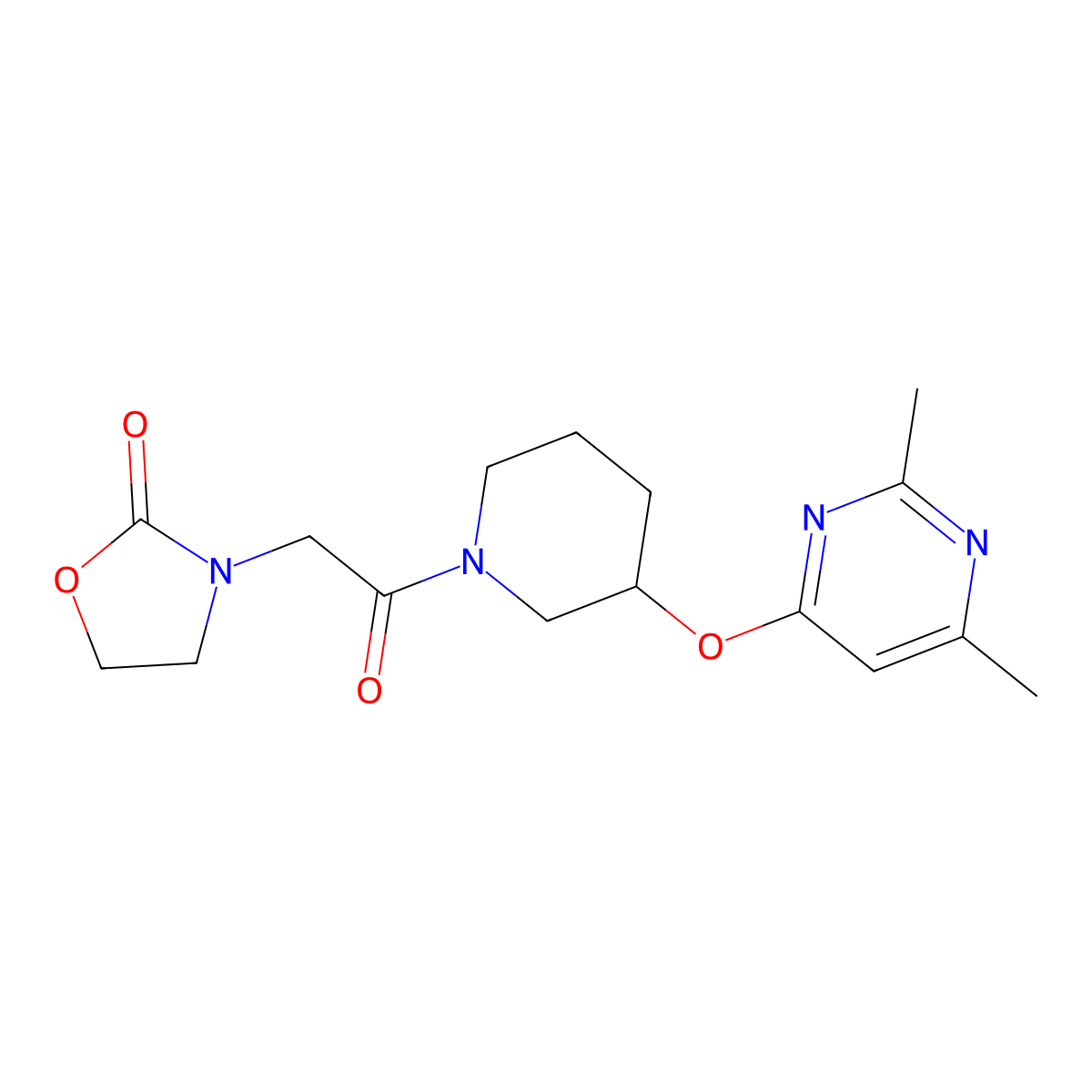 3-(2-(3-((2,6-Dimethylpyrimidin-4-yl)oxy)piperidin-1-yl)-2-oxoethyl)oxazolidin-2-one molecular structure, CAS 2034472-86-9