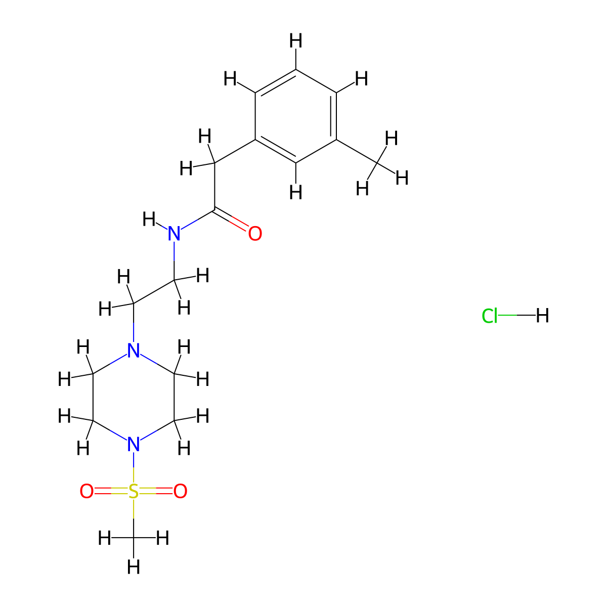 N-(2-(4-(methylsulfonyl)piperazin-1-yl)ethyl)-2-(m-tolyl)acetamide hydrochloride molecular structure, CAS 2034472-89-2