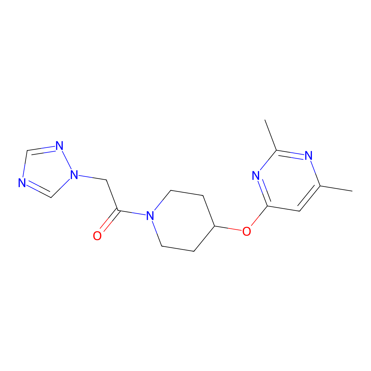 1-(4-((2,6-dimethylpyrimidin-4-yl)oxy)piperidin-1-yl)-2-(1H-1,2,4-triazol-1-yl)ethanone molecular structure, CAS 2034472-91-6