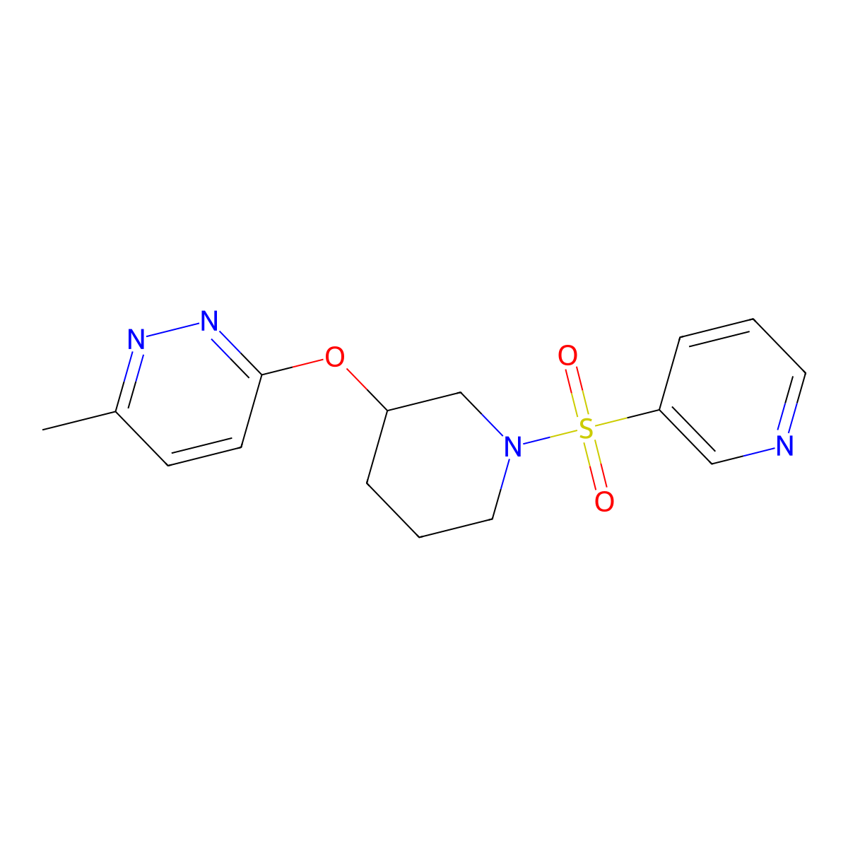 3-Methyl-6-((1-(pyridin-3-ylsulfonyl)piperidin-3-yl)oxy)pyridazine molecular structure, CAS 2034472-95-0