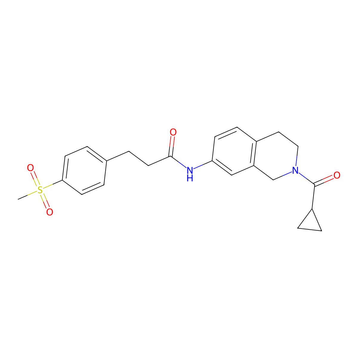 N-(2-(cyclopropanecarbonyl)-1,2,3,4-tetrahydroisoquinolin-7-yl)-3-(4-(methylsulfonyl)phenyl)propanamide molecular structure, CAS 2034472-96-1