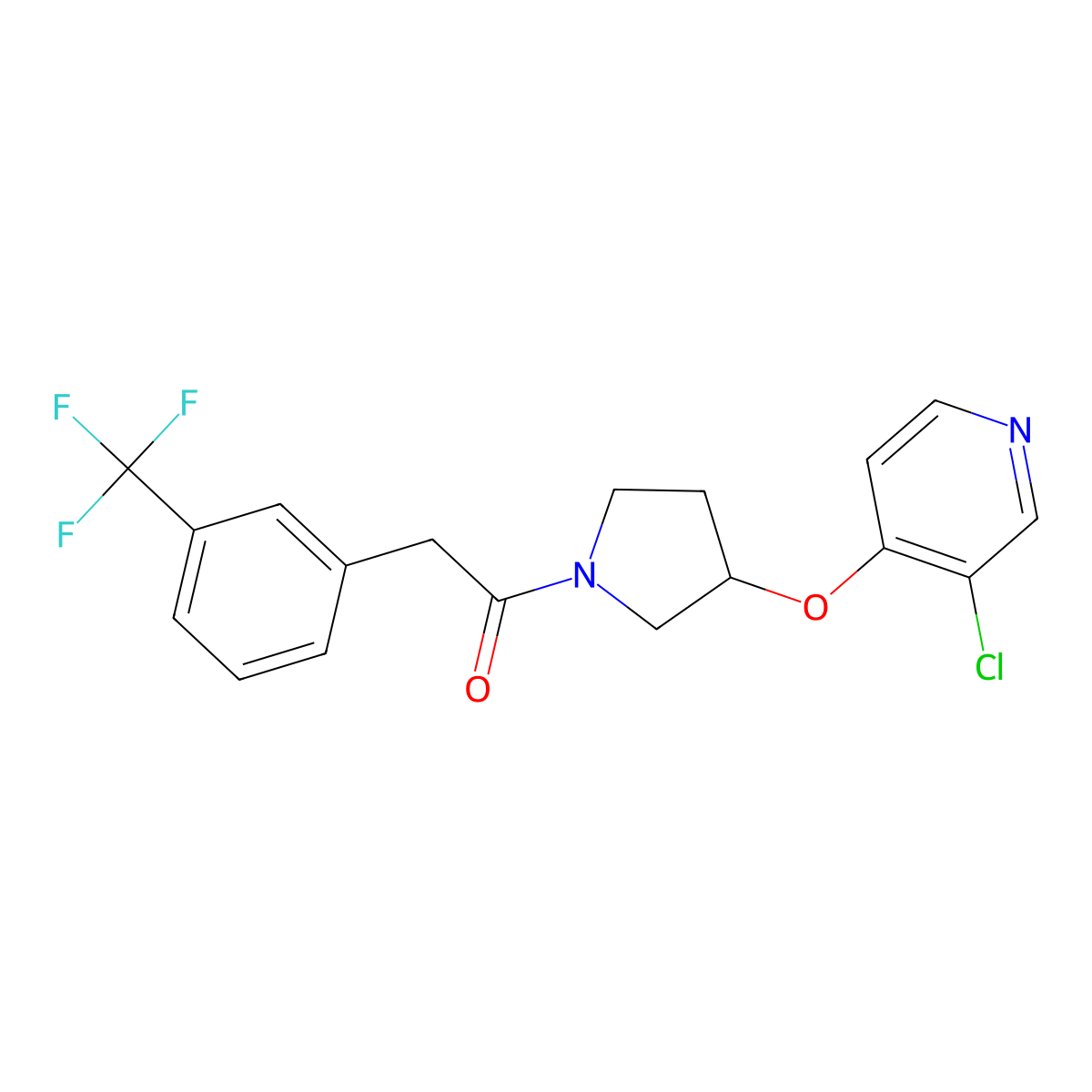 1-{3-[(3-Chloropyridin-4-yl)oxy]pyrrolidin-1-yl}-2-[3-(trifluoromethyl)phenyl]ethan-1-one molecular structure, CAS 2034472-97-2