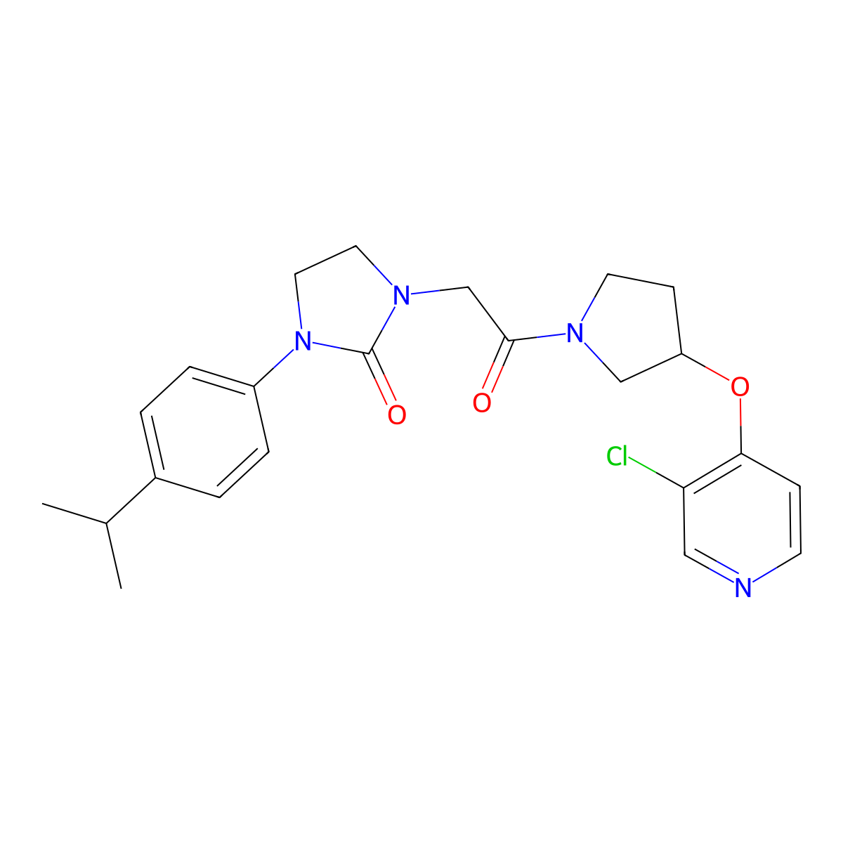 1-(2-(3-((3-Chloropyridin-4-yl)oxy)pyrrolidin-1-yl)-2-oxoethyl)-3-(4-isopropylphenyl)imidazolidin-2-one molecular structure, CAS 2034473-03-3