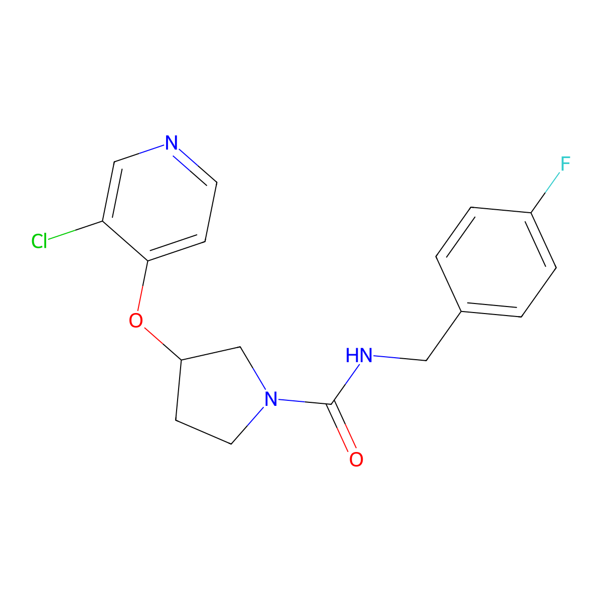 3-((3-chloropyridin-4-yl)oxy)-N-(4-fluorobenzyl)pyrrolidine-1-carboxamide molecular structure, CAS 2034473-09-9