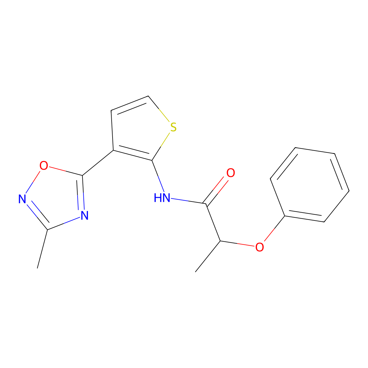 N-[3-(3-methyl-1,2,4-oxadiazol-5-yl)thiophen-2-yl]-2-phenoxypropanamide molecular structure, CAS 2034473-17-9