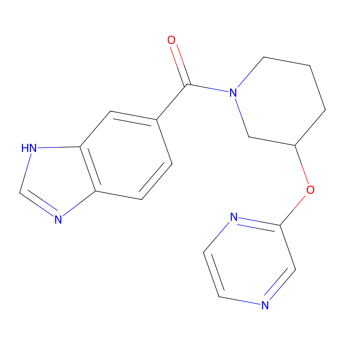 (1H-benzo[d]imidazol-5-yl)(3-(pyrazin-2-yloxy)piperidin-1-yl)methanone molecular structure, CAS 2034473-21-5