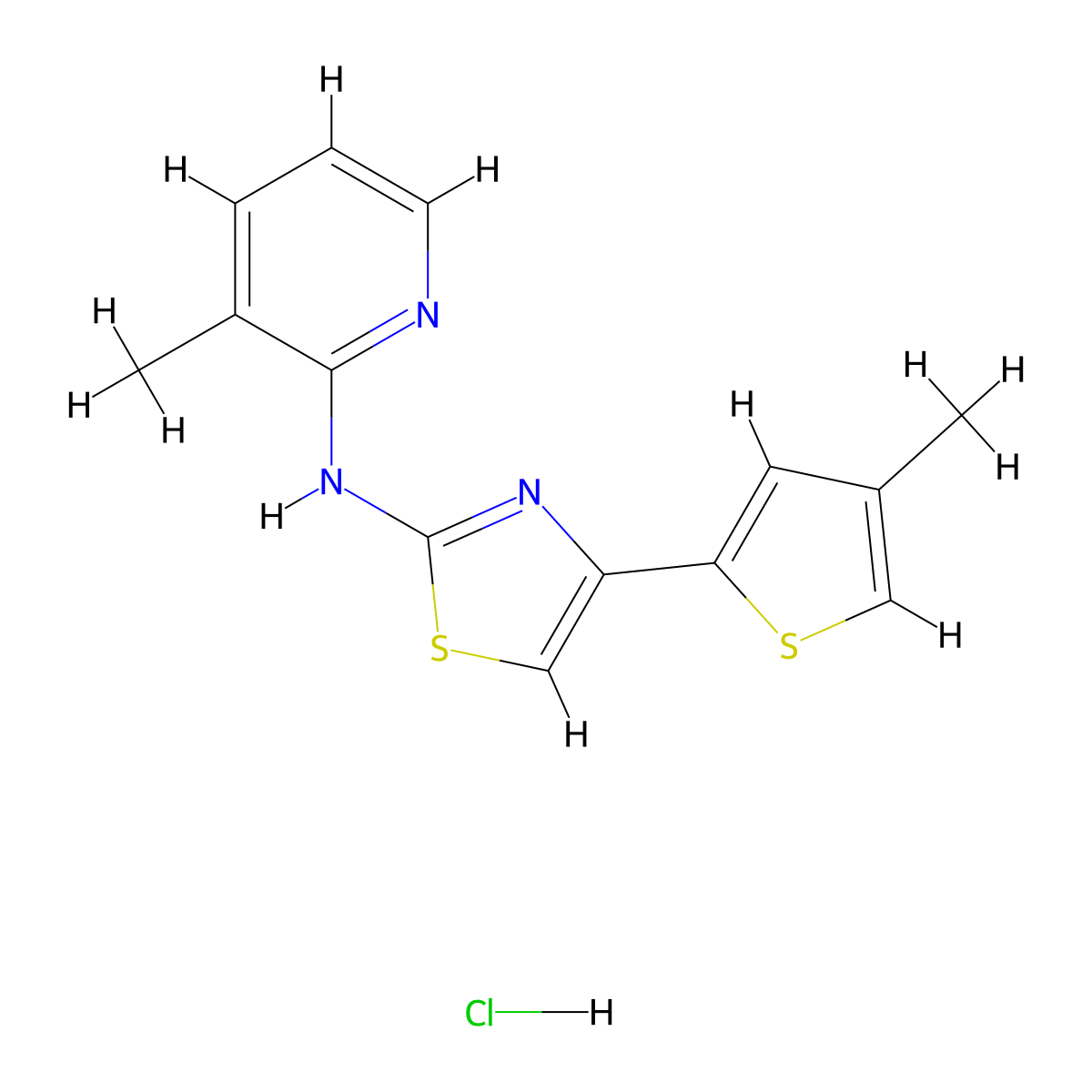 N-(3-methylpyridin-2-yl)-4-(4-methylthiophen-2-yl)thiazol-2-amine hydrochloride molecular structure, CAS 2034473-24-8
