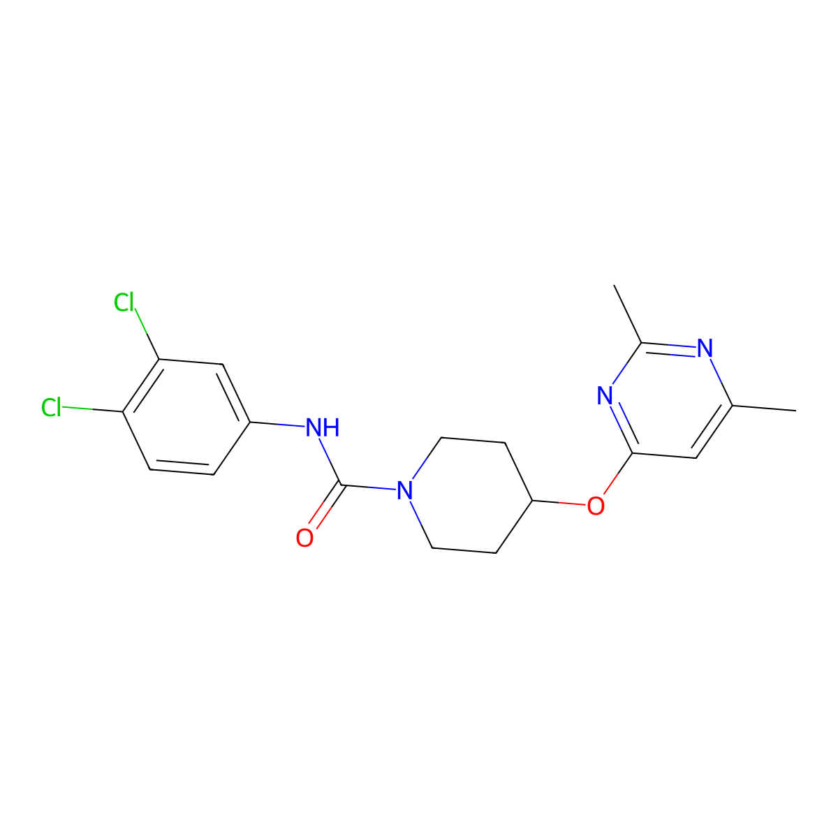 N-(3,4-dichlorophenyl)-4-((2,6-dimethylpyrimidin-4-yl)oxy)piperidine-1-carboxamide molecular structure, CAS 2034473-28-2