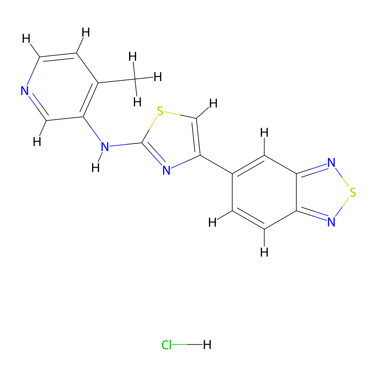 4-(benzo[c][1,2,5]thiadiazol-5-yl)-N-(4-methylpyridin-3-yl)thiazol-2-amine hydrochloride molecular structure, CAS 2034473-34-0