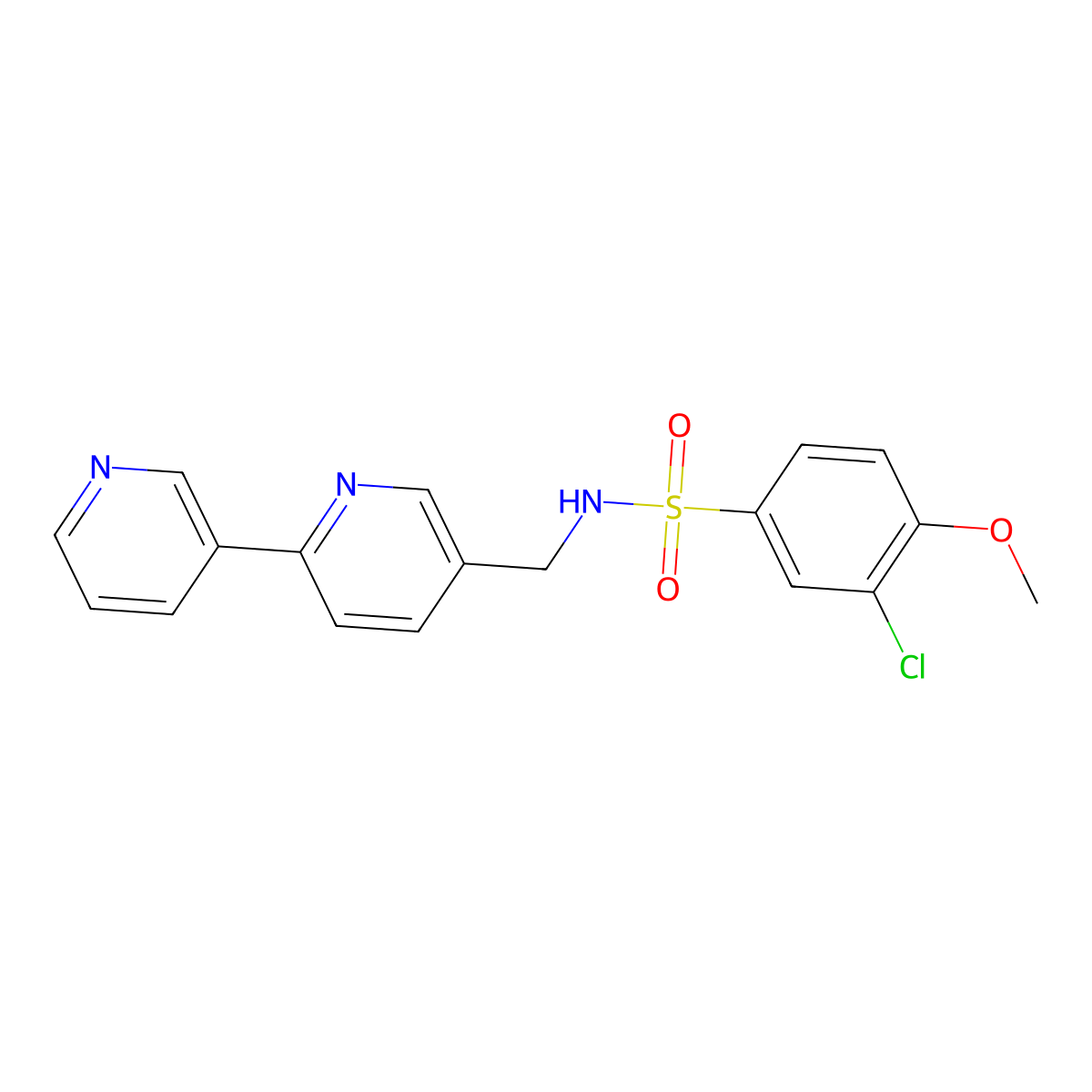 N-([2,3'-bipyridin]-5-ylmethyl)-3-chloro-4-methoxybenzenesulfonamide molecular structure, CAS 2034473-37-3