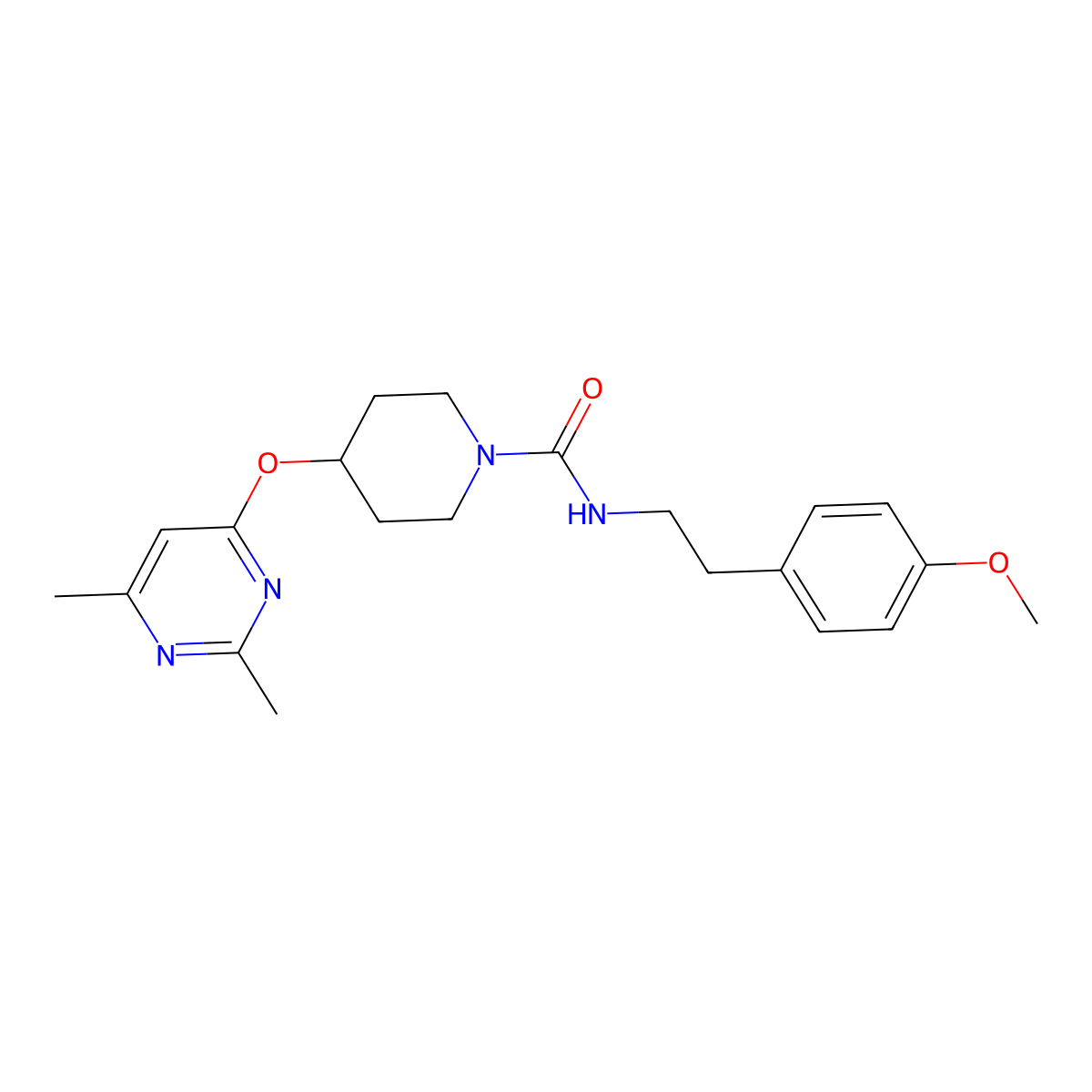 4-((2,6-dimethylpyrimidin-4-yl)oxy)-N-(4-methoxyphenethyl)piperidine-1-carboxamide molecular structure, CAS 2034473-38-4