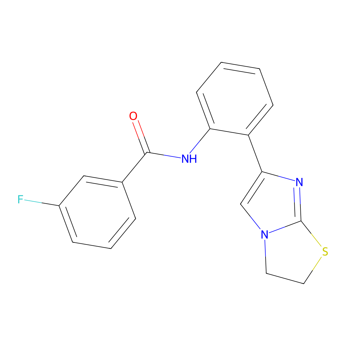 N-(2-(2,3-dihydroimidazo[2,1-b]thiazol-6-yl)phenyl)-3-fluorobenzamide molecular structure, CAS 2034473-40-8