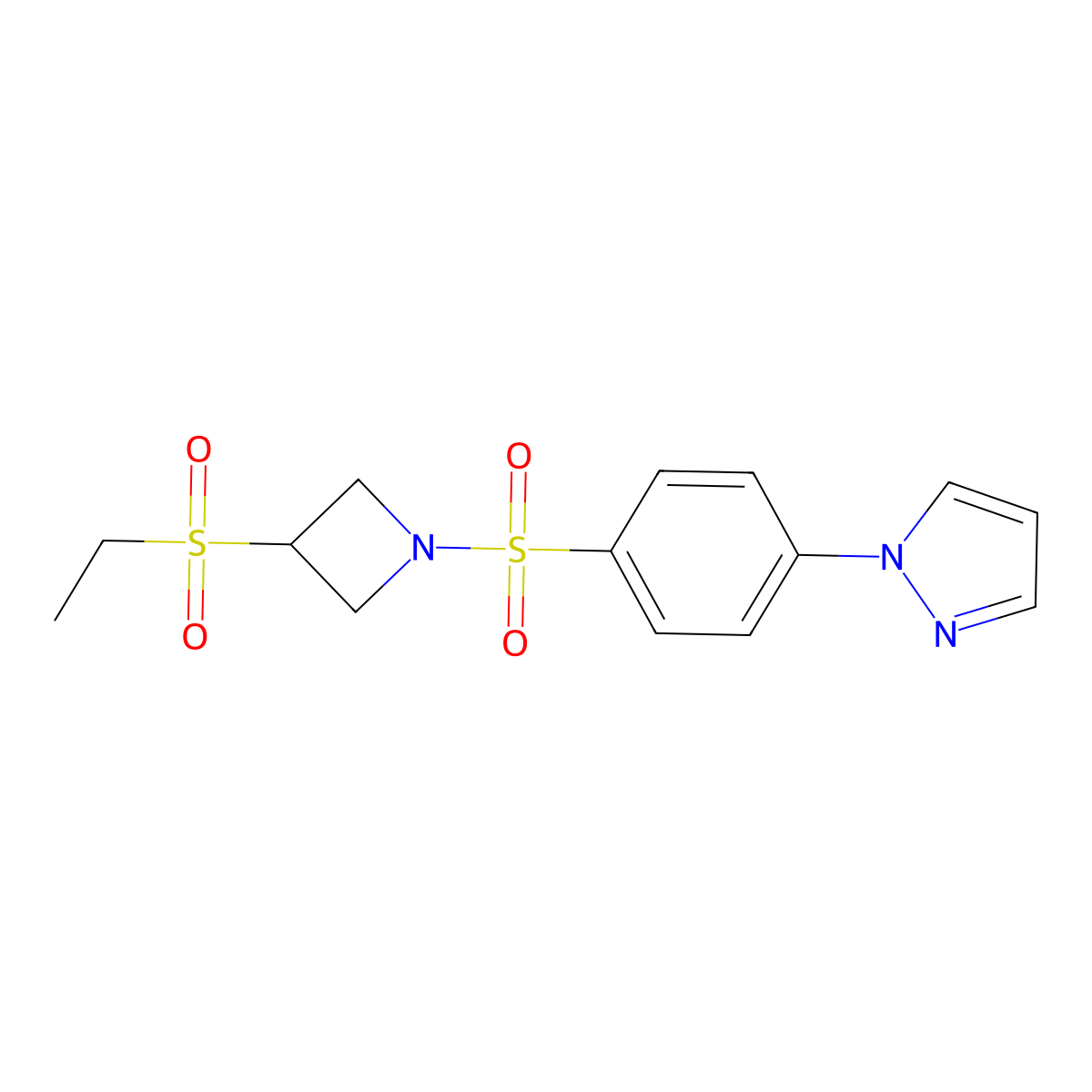 1-(4-((3-(ethylsulfonyl)azetidin-1-yl)sulfonyl)phenyl)-1H-pyrazole molecular structure, CAS 2034473-42-0