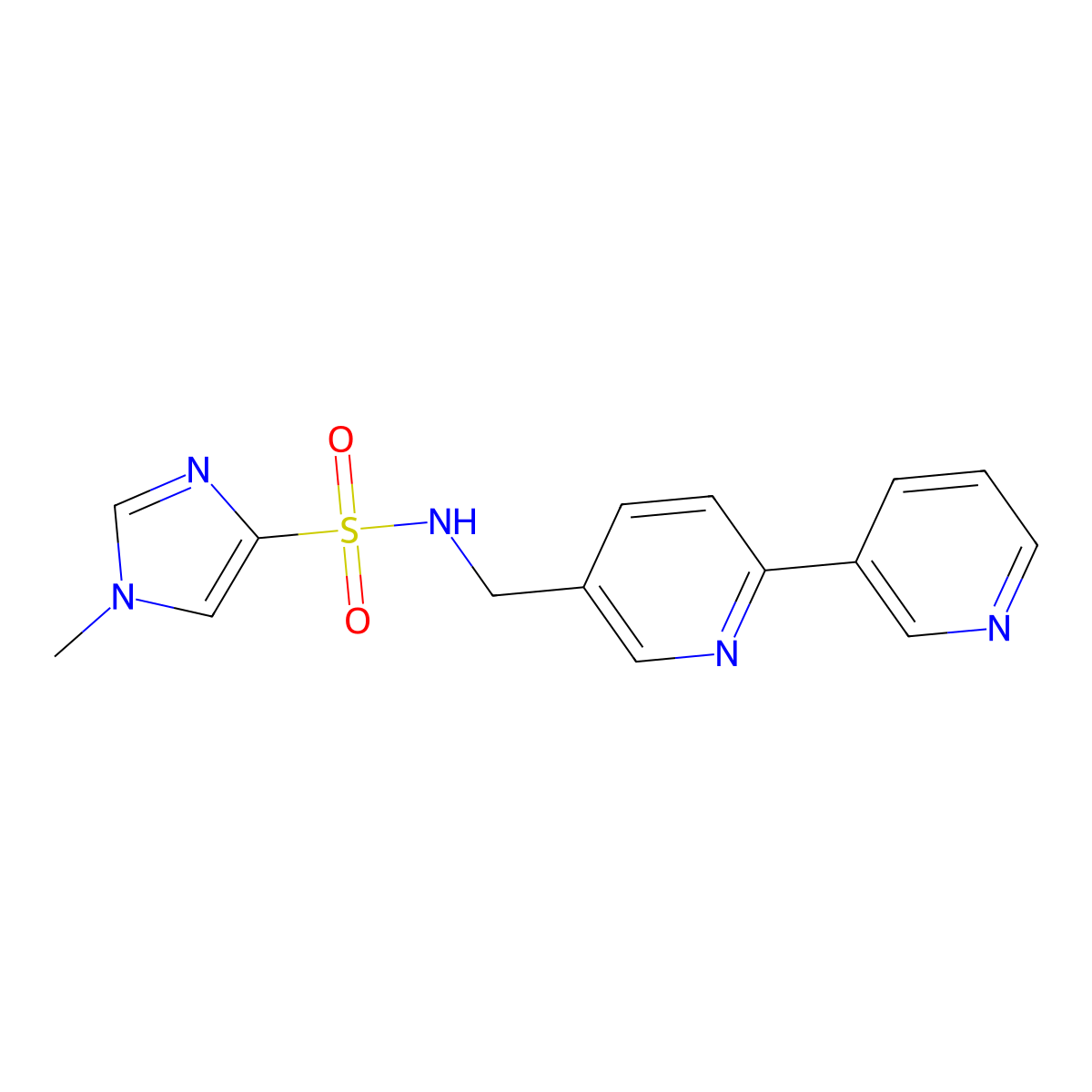 N-({[2,3'-bipyridine]-5-yl}methyl)-1-methyl-1H-imidazole-4-sulfonamide molecular structure, CAS 2034473-44-2