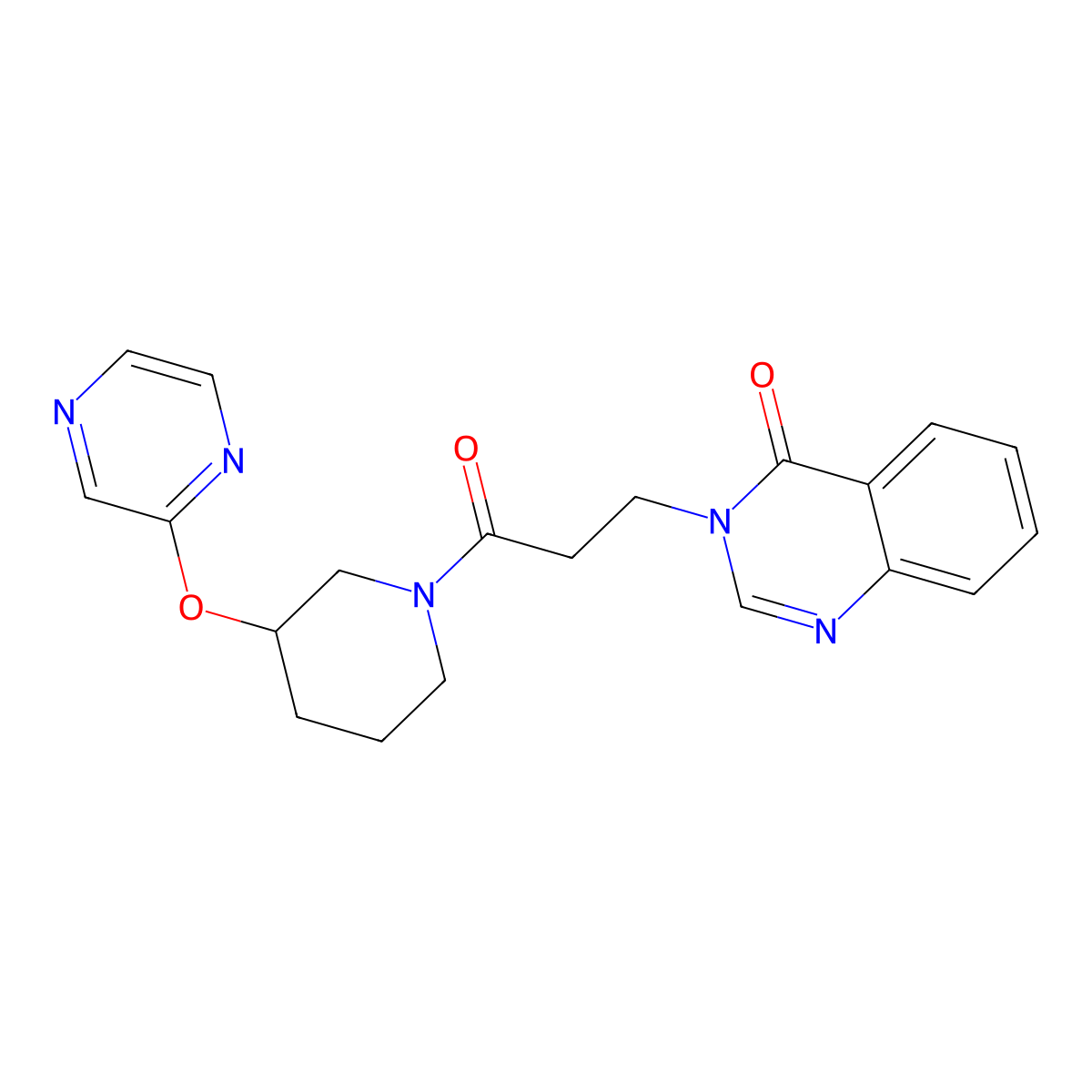 3-(3-oxo-3-(3-(pyrazin-2-yloxy)piperidin-1-yl)propyl)quinazolin-4(3H)-one molecular structure, CAS 2034473-45-3