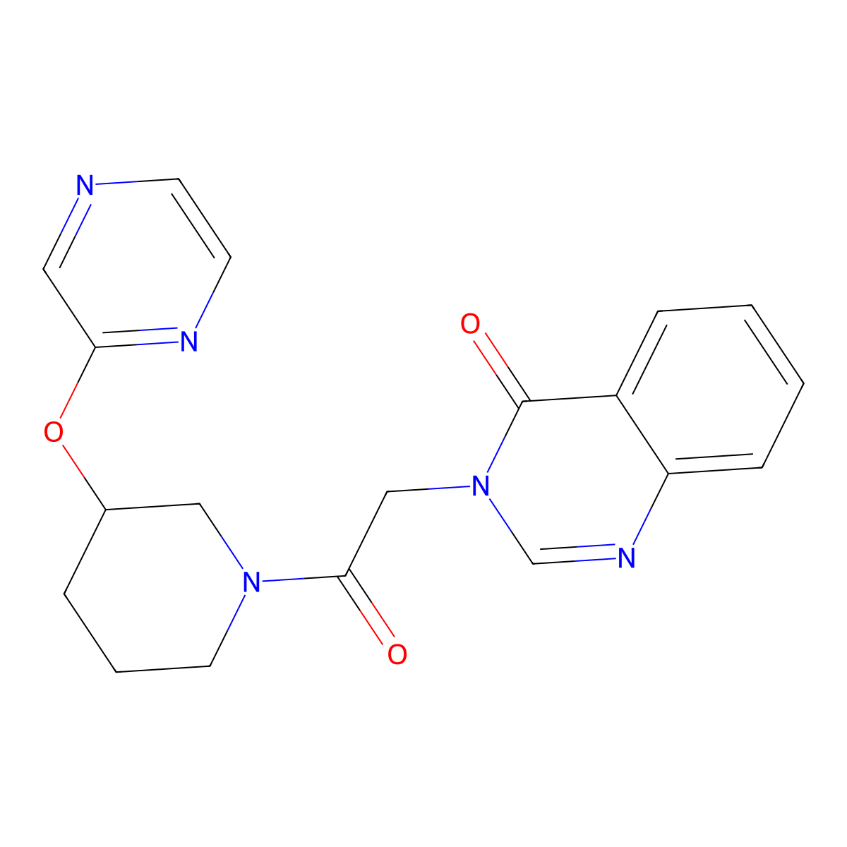 3-(2-oxo-2-(3-(pyrazin-2-yloxy)piperidin-1-yl)ethyl)quinazolin-4(3H)-one molecular structure, CAS 2034473-51-1