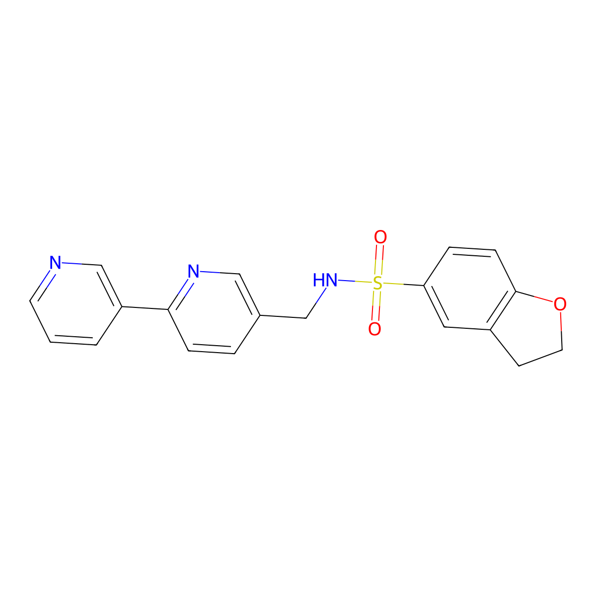 N-({[2,3'-bipyridine]-5-yl}methyl)-2,3-dihydro-1-benzofuran-5-sulfonamide molecular structure, CAS 2034473-52-2