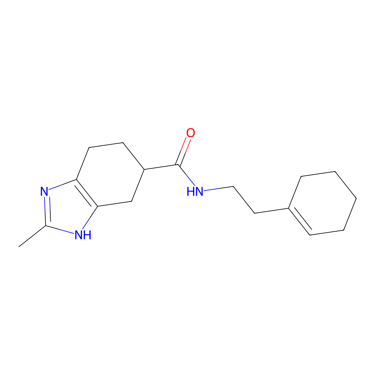 N-(2-(cyclohex-1-en-1-yl)ethyl)-2-methyl-4,5,6,7-tetrahydro-1H-benzo[d]imidazole-5-carboxamide molecular structure, CAS 2034473-54-4