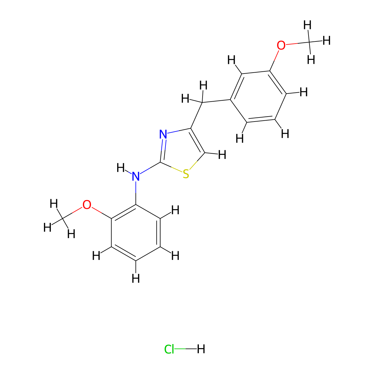 4-(3-methoxybenzyl)-N-(2-methoxyphenyl)thiazol-2-amine hydrochloride molecular structure, CAS 2034473-62-4