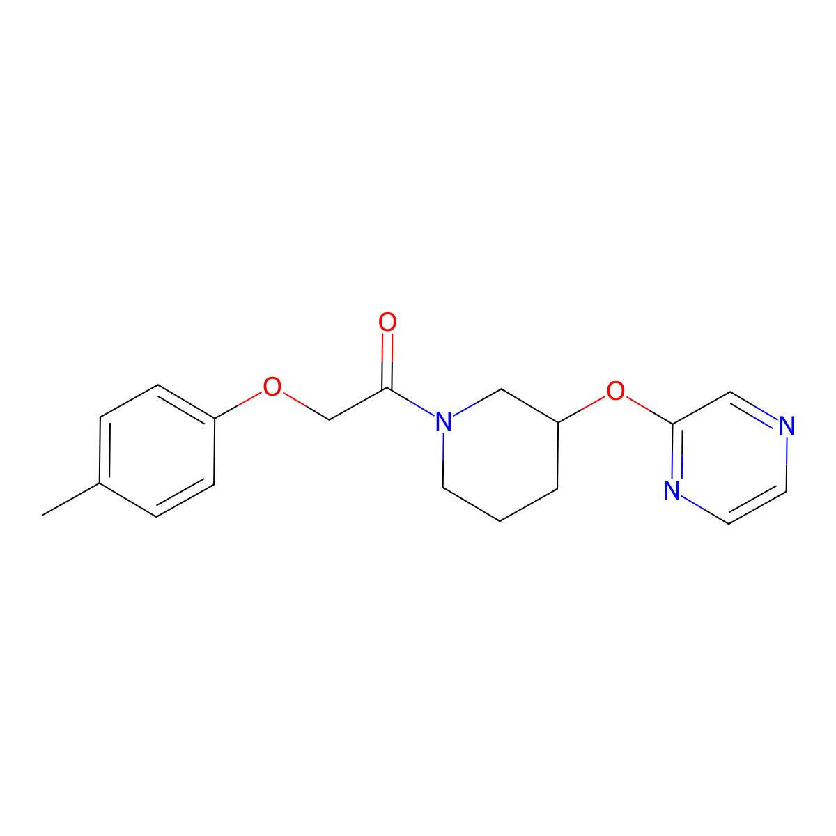 1-(3-(Pyrazin-2-yloxy)piperidin-1-yl)-2-(p-tolyloxy)ethanone molecular structure, CAS 2034473-65-7