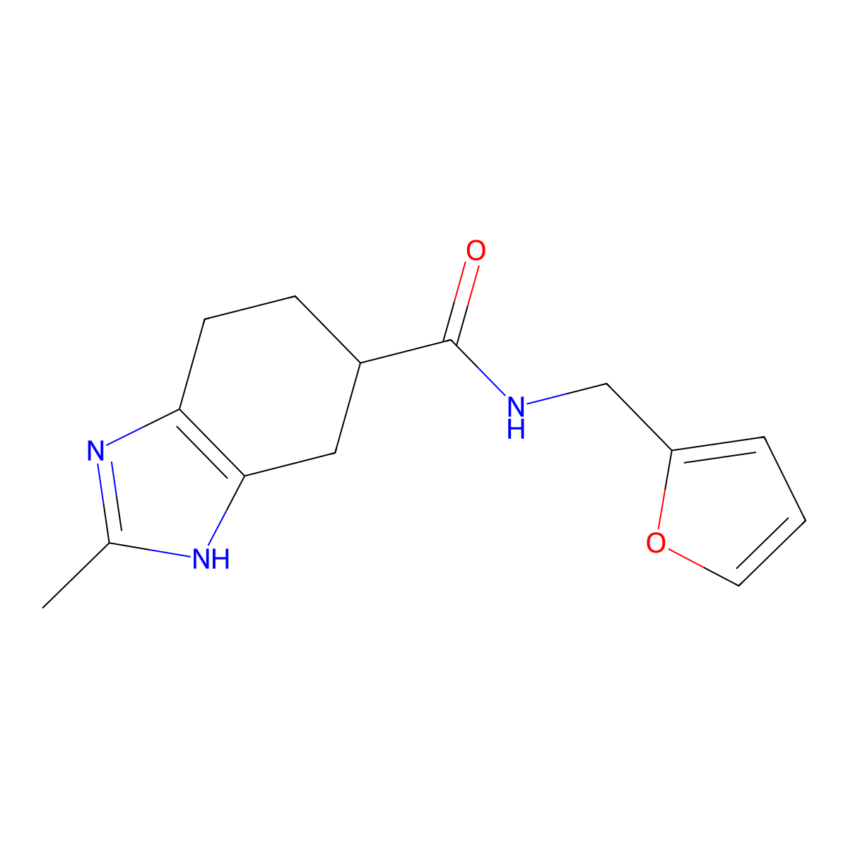 N-(furan-2-ylmethyl)-2-methyl-4,5,6,7-tetrahydro-1H-benzo[d]imidazole-5-carboxamide molecular structure, CAS 2034473-66-8
