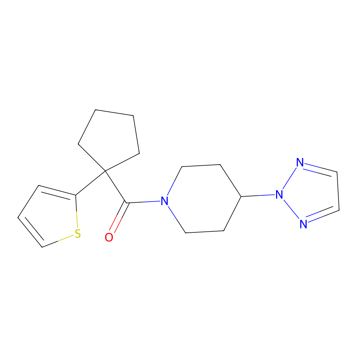 (4-(2H-1,2,3-triazol-2-yl)piperidin-1-yl)(1-(thiophen-2-yl)cyclopentyl)methanone molecular structure, CAS 2034473-67-9