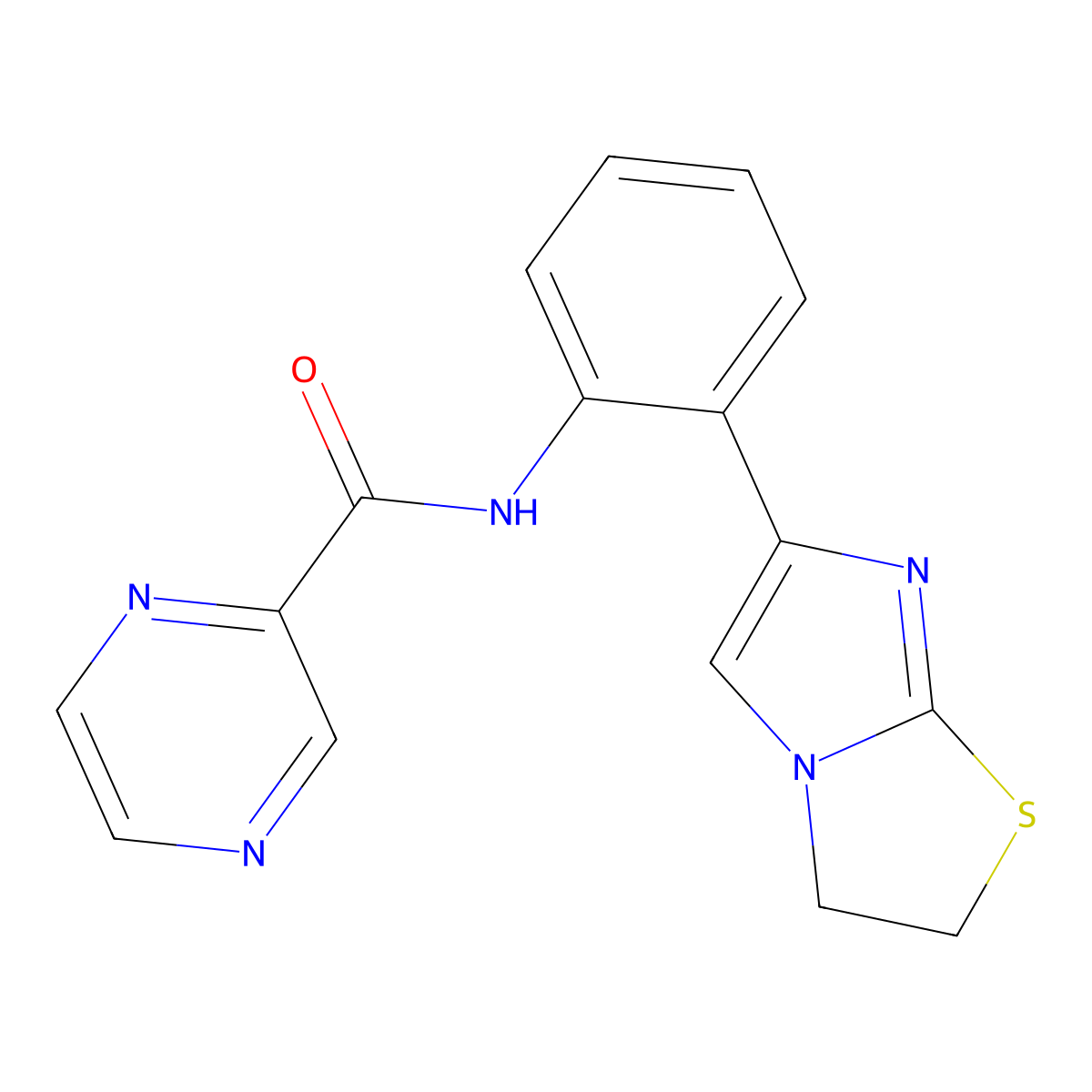 N-(2-(2,3-dihydroimidazo[2,1-b]thiazol-6-yl)phenyl)pyrazine-2-carboxamide molecular structure, CAS 2034473-70-4