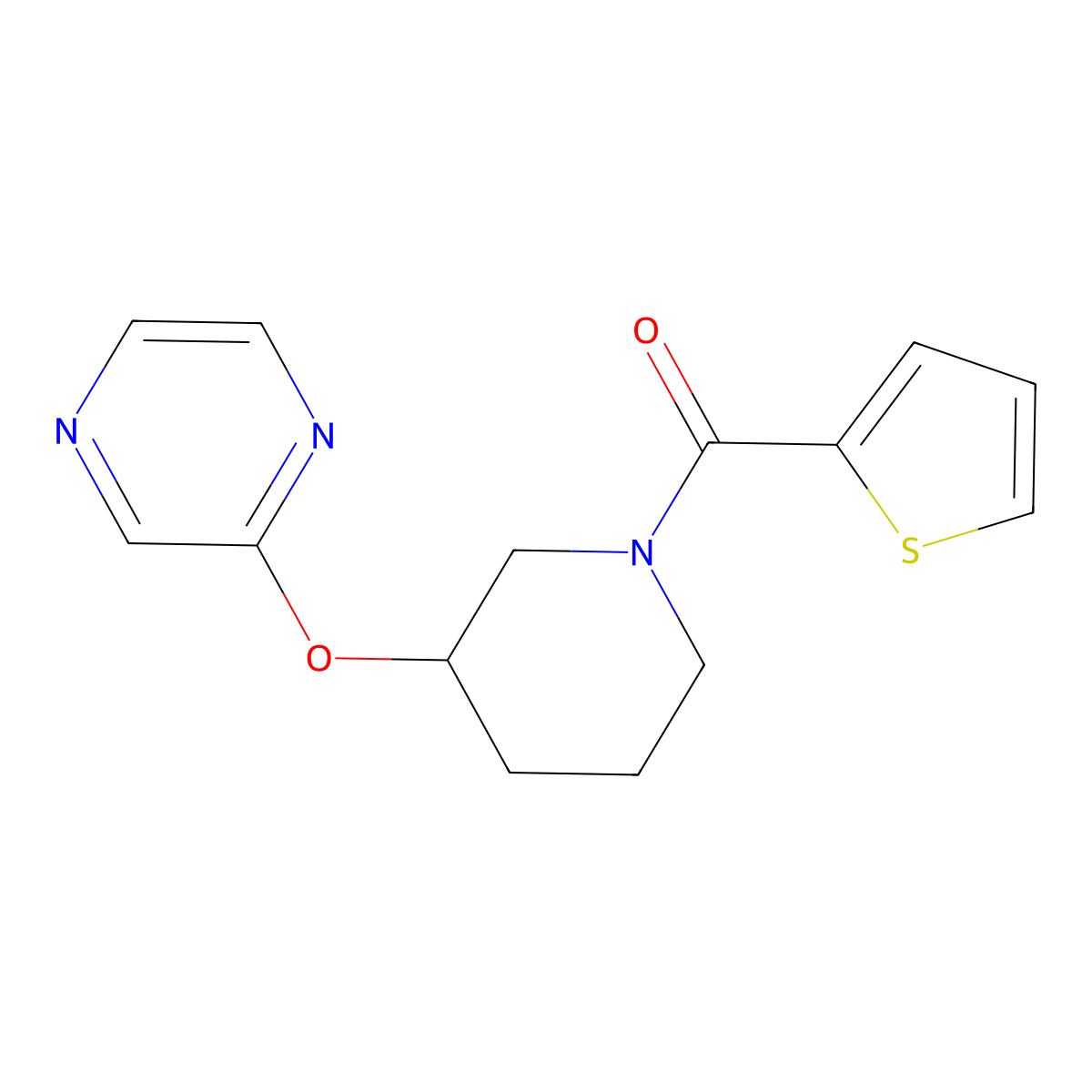 (3-(Pyrazin-2-yloxy)piperidin-1-yl)(thiophen-2-yl)methanone molecular structure, CAS 2034473-71-5