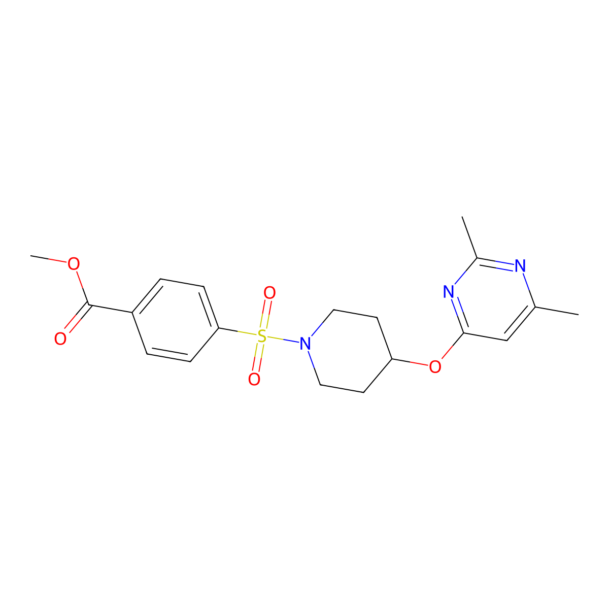 Methyl 4-({4-[(2,6-dimethylpyrimidin-4-yl)oxy]piperidin-1-yl}sulfonyl)benzoate molecular structure, CAS 2034473-72-6