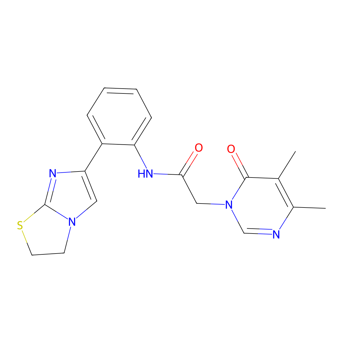 N-(2-(2,3-dihydroimidazo[2,1-b]thiazol-6-yl)phenyl)-2-(4,5-dimethyl-6-oxopyrimidin-1(6H)-yl)acetamide molecular structure, CAS 2034473-88-4