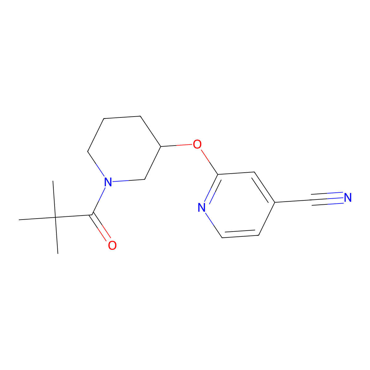 2-{[1-(2,2-Dimethylpropanoyl)piperidin-3-yl]oxy}pyridine-4-carbonitrile molecular structure, CAS 2034473-92-0
