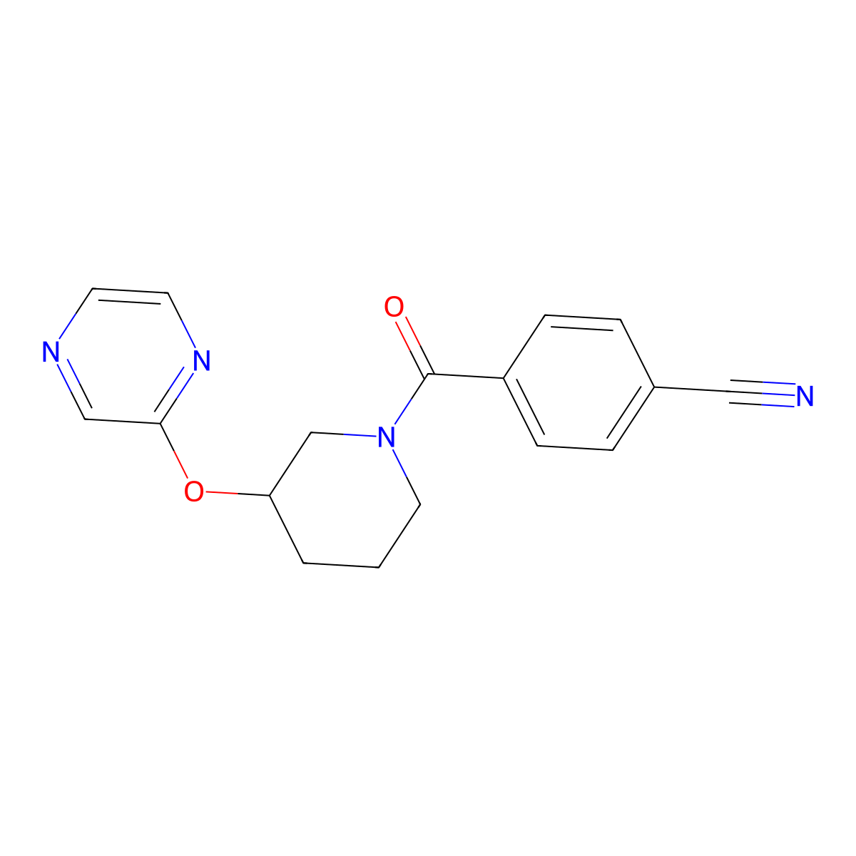 4-[3-(Pyrazin-2-yloxy)piperidine-1-carbonyl]benzonitrile molecular structure, CAS 2034473-94-2